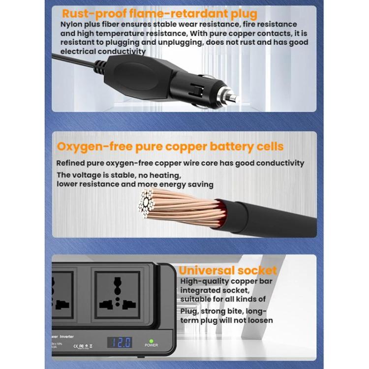 Meind 200W Car Inverter To 220V Fast Charging Dual Socket(Universal 12V) - Others by Meind | Online Shopping UK | buy2fix