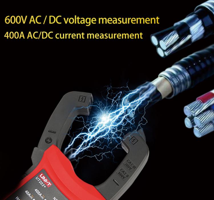 UNI-T UT203+ True RMS Auto-Ranging Digital Clamp Meter 400A AC/DC With NCV, Backlit LCD, Live Wire Detection & Data Hold - Digital Multimeter by UNI-T | Online Shopping UK | buy2fix