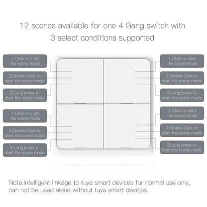Graffiti Smart Home Wireless Scene Switch APP Timer 4-Button Adhesive Smart Switch(White No Battery) - Smart Switch by buy2fix | Online Shopping UK | buy2fix