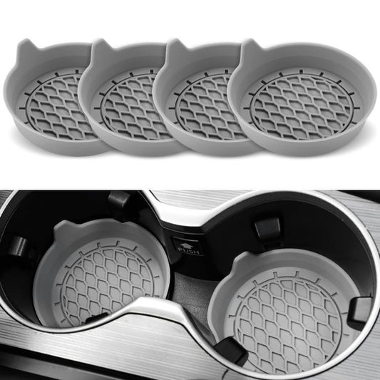 4pcs Anti-squeak Anti-slip Car Coaster With Handle(Gray) - Car Drink Holders by buy2fix | Online Shopping UK | buy2fix