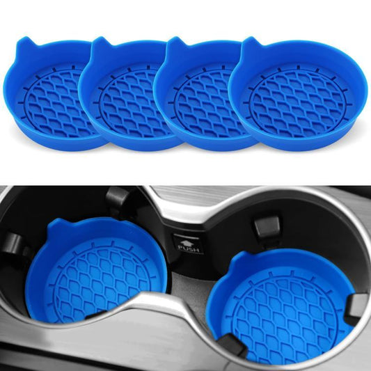 4pcs Anti-squeak Anti-slip Car Coaster With Handle(Blue) - Car Drink Holders by buy2fix | Online Shopping UK | buy2fix