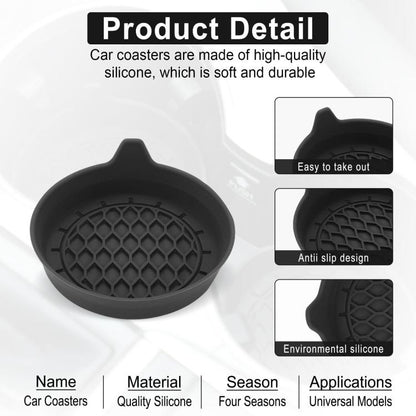 4pcs Anti-squeak Anti-slip Car Coaster With Handle(Black) - Car Drink Holders by buy2fix | Online Shopping UK | buy2fix