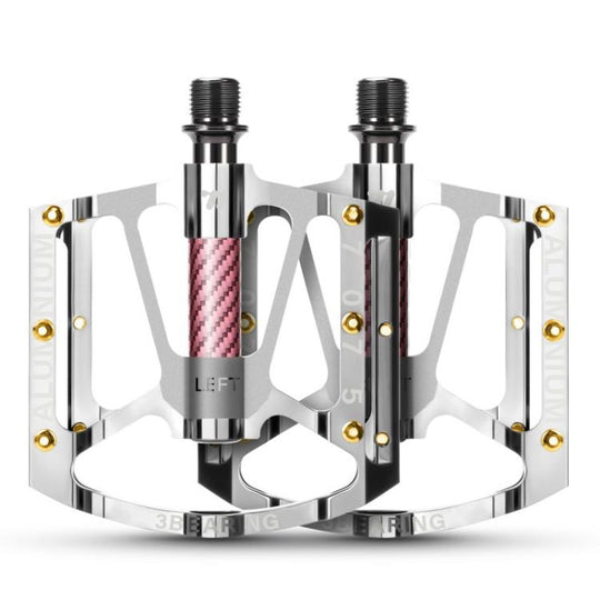 WEST BIKING 1pair Colorful Electroplated Bicycle Pedals 3 Bearing Aluminum Alloy Mountain / Road Bike Pedals(Silver)