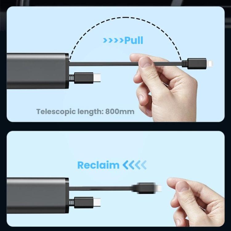 PD30W Car Charger With Retractable Cable(8 Pin+8 Pin) - Car Charger by buy2fix | Online Shopping UK | buy2fix