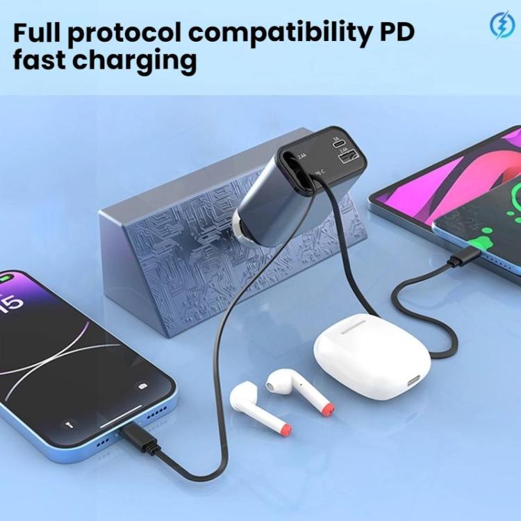 PD30W Car Charger With Retractable Cable(8 Pin+8 Pin) - Car Charger by buy2fix | Online Shopping UK | buy2fix