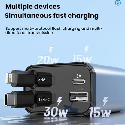 PD30W Car Charger With Retractable Cable(8 Pin+8 Pin) - Car Charger by buy2fix | Online Shopping UK | buy2fix