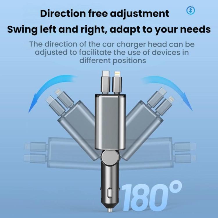 PD30W Car Charger With Retractable Cable(8 Pin+8 Pin) - Car Charger by buy2fix | Online Shopping UK | buy2fix