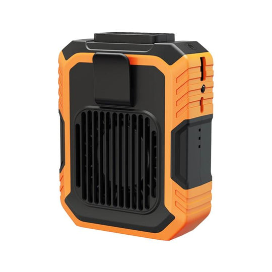 Rechargeable Waist-Mounted Clip Fan With 3-Speed Settings & LED Flashlight Hands-Free Cooling For Construction, Outdoor Work, Hiking(Orange)