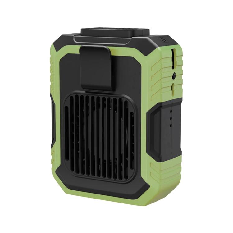 Rechargeable Waist-Mounted Clip Fan With 3-Speed Settings & LED Flashlight Hands-Free Cooling For Construction, Outdoor Work, Hiking(Green) - Electric Fans by buy2fix | Online Shopping UK | buy2fix