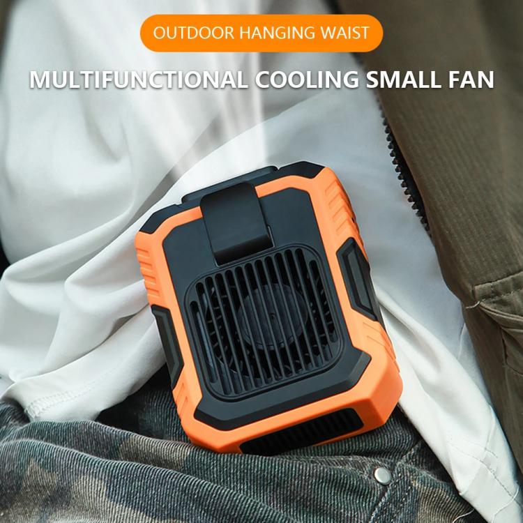 Rechargeable Waist-Mounted Clip Fan With 3-Speed Settings & LED Flashlight Hands-Free Cooling For Construction, Outdoor Work, Hiking(Green) - Electric Fans by buy2fix | Online Shopping UK | buy2fix