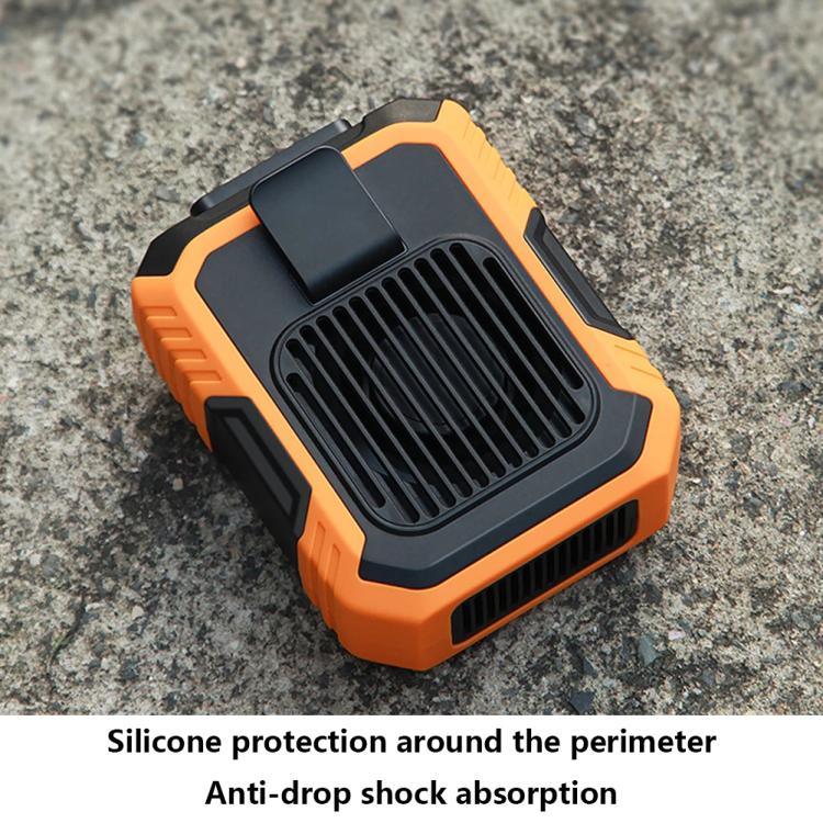 Rechargeable Waist-Mounted Clip Fan With 3-Speed Settings & LED Flashlight Hands-Free Cooling For Construction, Outdoor Work, Hiking(Orange) - Electric Fans by buy2fix | Online Shopping UK | buy2fix