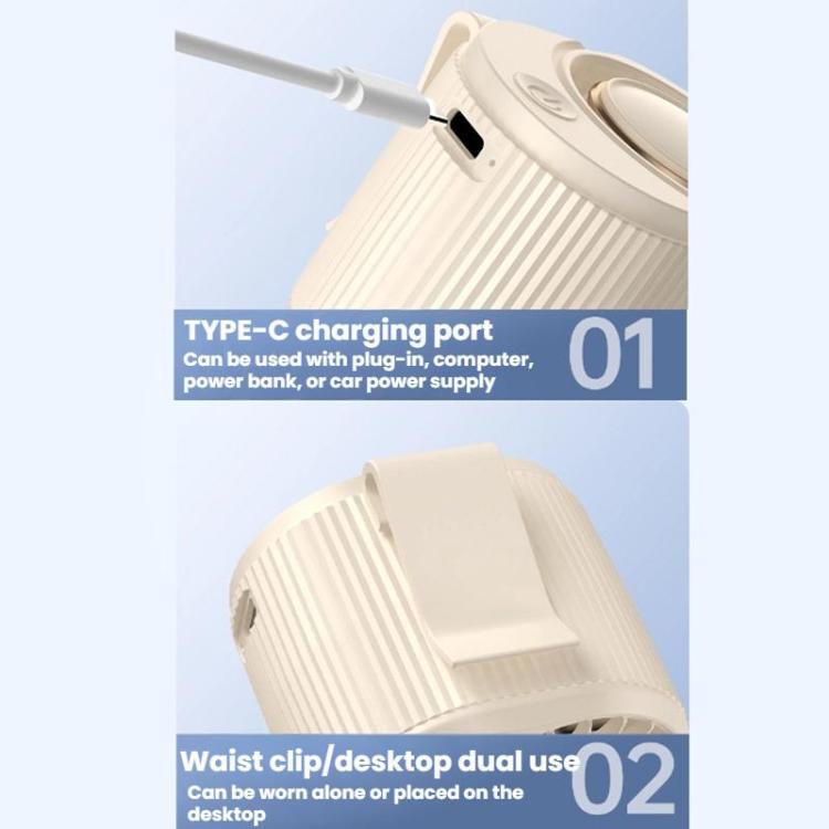 High-speed Waist-mounted Fan Outdoor Clip-on USB Mini Fan(Beige) - Electric Fans by buy2fix | Online Shopping UK | buy2fix