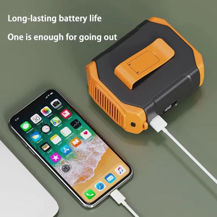 F31 Rechargeable Waist-Mounted Clip Fan With 5-Speed Adjustable Airflow, Stand & Flashlight(Orange) - Electric Fans by buy2fix | Online Shopping UK | buy2fix