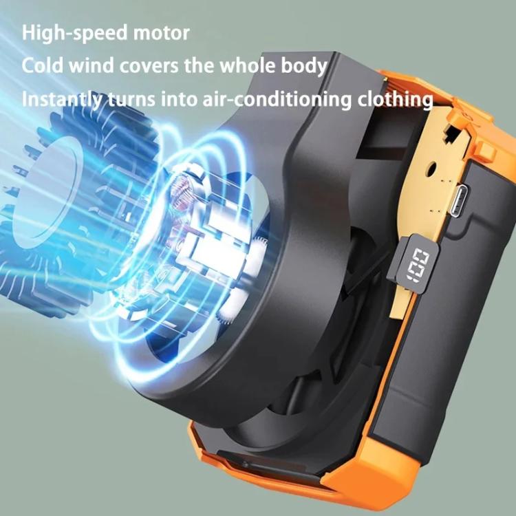 F31 Rechargeable Waist-Mounted Clip Fan With 5-Speed Adjustable Airflow, Stand & Flashlight(Orange) - Electric Fans by buy2fix | Online Shopping UK | buy2fix