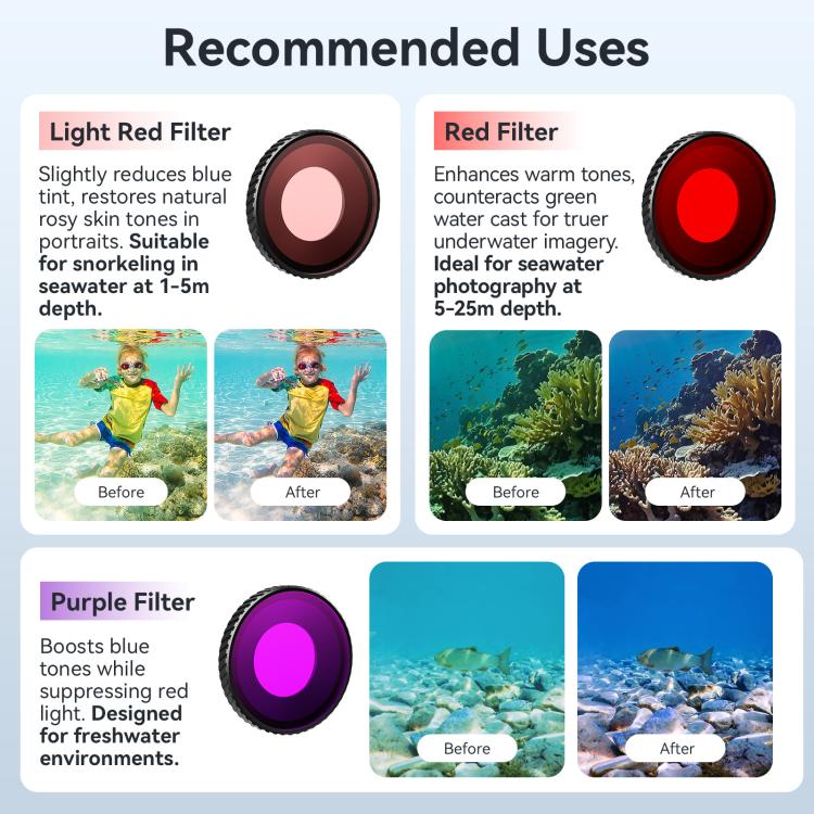 For DJI Osmo Action 5 Pro / Action 4 aMagisn Anti-Fog Dive Filter Lens Seamlessly Adapted To Waterproof Cases(Light Red) - Lens Filter by aMagisn | Online Shopping UK | buy2fix
