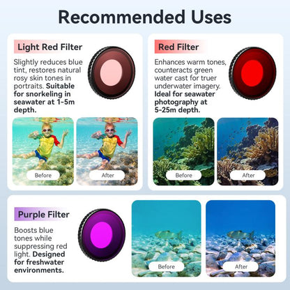 For DJI Osmo Action 5 Pro / Action 4 aMagisn Anti-Fog Dive Filter Lens Seamlessly Adapted To Waterproof Cases(Light Red) - Lens Filter by aMagisn | Online Shopping UK | buy2fix