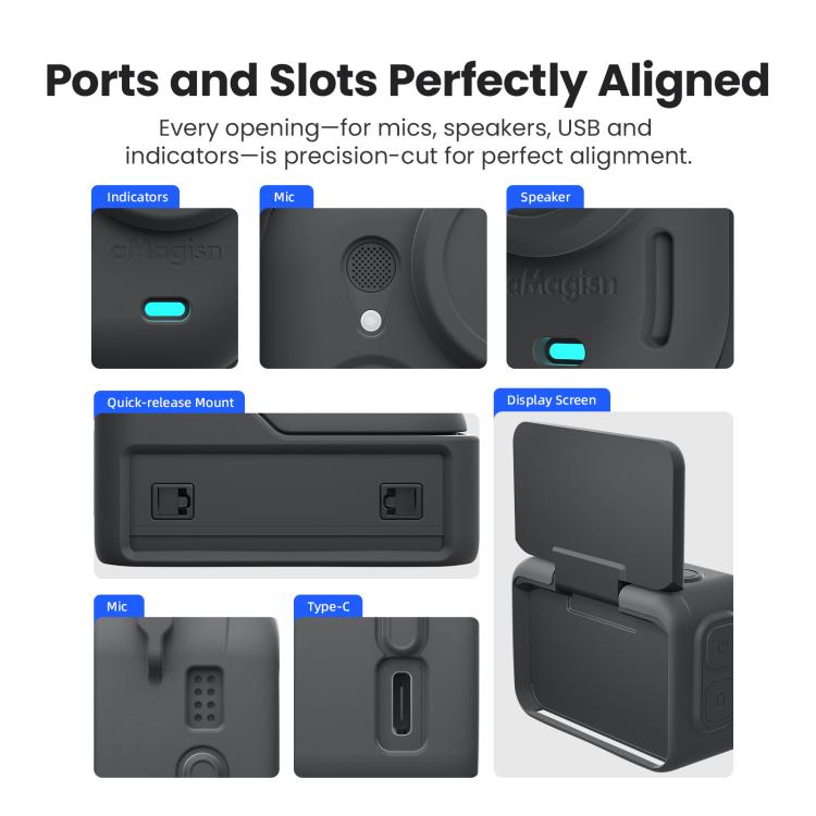 For Insta360 Go Ultra aMagisn Silicone Protective Case Kit All-round Protection Shell(Gray) - Case & Bags by aMagisn | Online Shopping UK | buy2fix