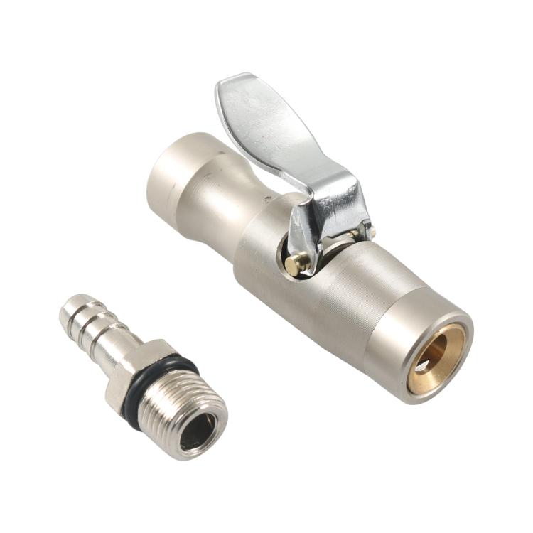 Car Air Pressure Gauge Self-Locking German-Style Air Pump Nozzle, Color: Matte + Male Inflator Connector A10506 - Inflatable Pump by buy2fix | Online Shopping UK | buy2fix