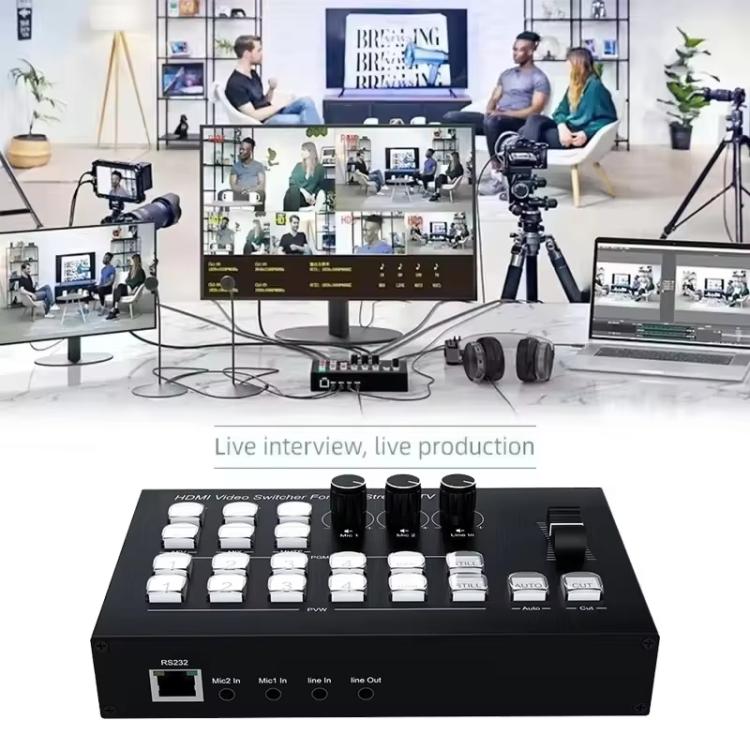 4 In 2 Out HDMI Guide Switchboard Type-C Capture Port OSD Display Game Switcher US Plug(Black) - Live Sound Effects Processors by buy2fix | Online Shopping UK | buy2fix