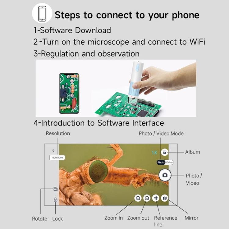 CM2-Z13 50-1000X Portable WiFi Digital Microscope Wireless HD Magnifier For Kids - Digital Microscope by buy2fix | Online Shopping UK | buy2fix