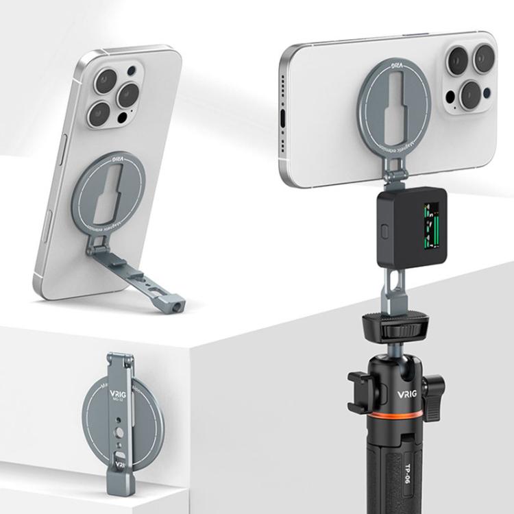 VRIG MG-32 Aluminum Alloy Magsafe Magnetic Folding Dual Cold Shoe 1/4 Inch Screw Hole Extension Smartphone Mount - Desktop Holder by VRIG | Online Shopping UK | buy2fix