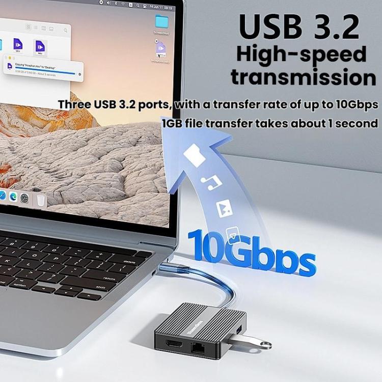 Blueendless HP706 7 In 1 Docking Station Gigabit Ethernet Port High-Speed Transfer HUB - USB HUB by Blueendless | Online Shopping UK | buy2fix