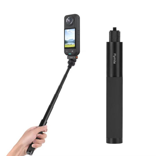 Flymile 16.5-73.5cm Mini Invisible Selfie Stick for Panoramic Cameras Anti-Shake Metal Pole Pocket-Friendly Extendable Selfie Monopod(Black)