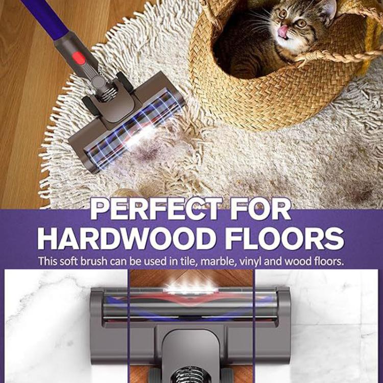 For Dyson V7 / V8 / V10 / V11 / V15 Vacuum Cleaner Electric Floor Brush With LED Light Soft Plush V Roller Brush(With Bird Brush) - For Dyson Accessories by buy2fix | Online Shopping UK | buy2fix