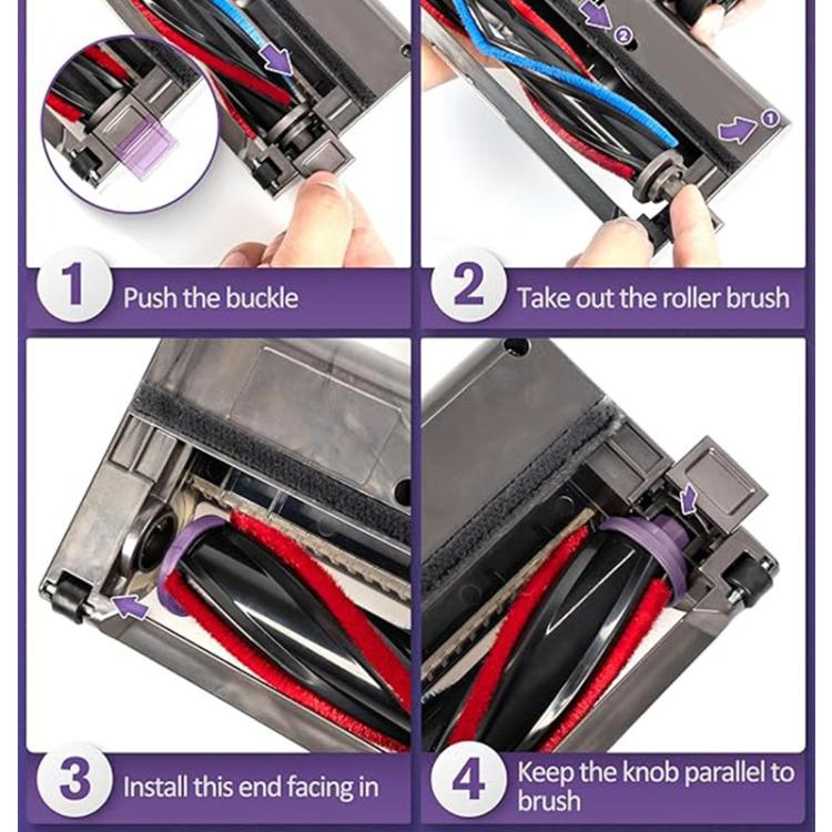 For Dyson V7 / V8 / V10 / V11 / V15 Vacuum Cleaner Electric Floor Brush With LED Light Soft Plush V Roller Brush(With Bird Brush) - For Dyson Accessories by buy2fix | Online Shopping UK | buy2fix