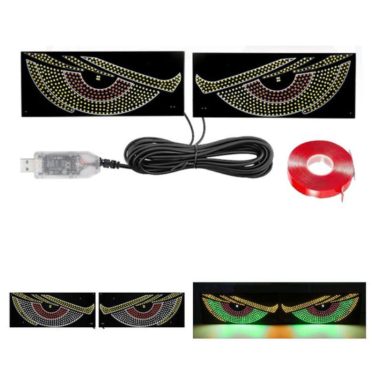 USB Car-mounted Dynamic Demon Eye Car Sticker LED Indicator Light(Red Yellow+Green)