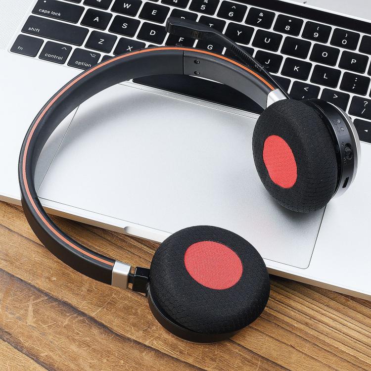 1pair Replacement Earpads for Jabra Evolve 20 20SE 30 30 II 40 65 65t Breathable Ear Cushions(Black Red) - Earmuff & Pad by buy2fix | Online Shopping UK | buy2fix