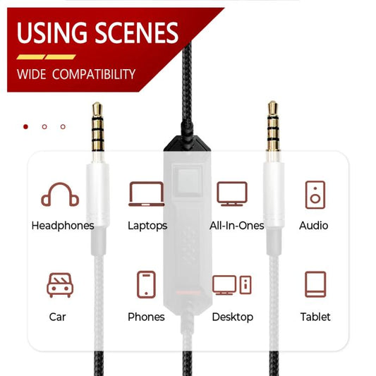 For Logitech Astro A10 / A40 Headset Gaming Headset 2m Braided Audio Cable, Style: Silver Plug Straight Through - Headset Accessories by buy2fix | Online Shopping UK | buy2fix