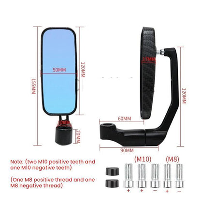 Electric Bike Modified Aluminum Alloy Blue Glass Square Curved Rod Rearview Mirror, Color: Silver Electroplated - Side Mirrors by buy2fix | Online Shopping UK | buy2fix