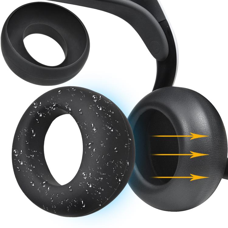 1pair Silicone Protective Cover for Sony PS5 PULSE 3D Wireless Headset Waterproof Dustproof Ear Cushion Covers(Black) - Earmuff & Pad by buy2fix | Online Shopping UK | buy2fix