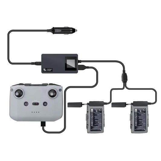 For DJI Mavic Air 2 / Air 2S YX Car Charger with Digital Display Dual-Battery Rapid Charger Hub(Black) - Other by YX | Online Shopping UK | buy2fix