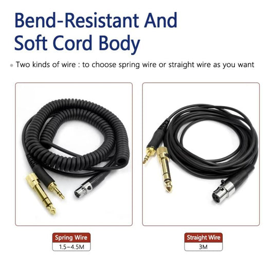 1.5-4.5m Spring 6.35mm Plug Headphone Cable for AKG Q701 Q702 K712 K240 - Headset Accessories by buy2fix | Online Shopping UK | buy2fix