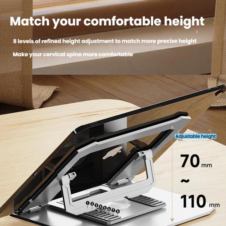 Carbon Steel Laptop Tablet Stand Holder Foldable Desktop Riser With 360-Degree Rotation, Spec: Laptop Silver - Laptop Stand by buy2fix | Online Shopping UK | buy2fix