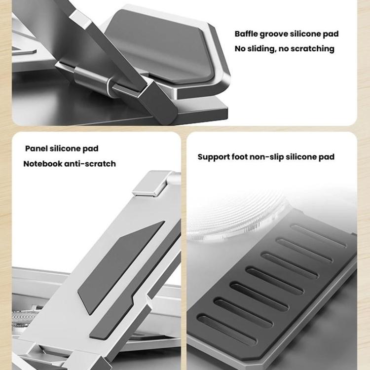 Carbon Steel Laptop Tablet Stand Holder Foldable Desktop Riser With 360-Degree Rotation, Spec: Tablet Silver - Laptop Stand by buy2fix | Online Shopping UK | buy2fix