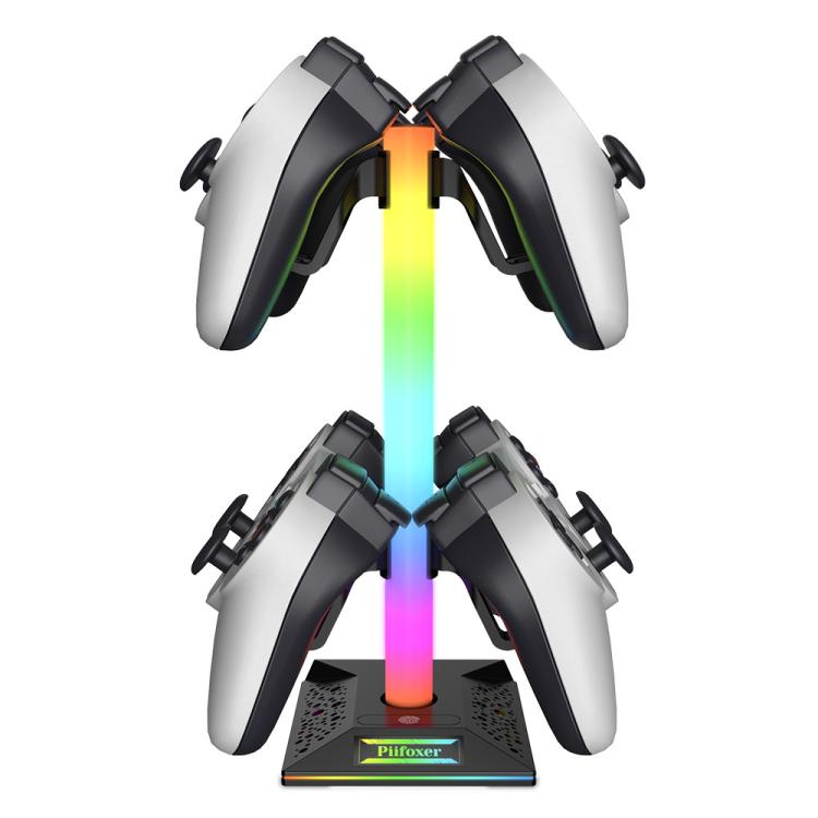 Piifoxer RGB Luminous Headphone Stand Handle Display Stand Charging Expansion Port, Specification: USB 2.0+Type-C(Pink) - Holder by Piifoxer | Online Shopping UK | buy2fix