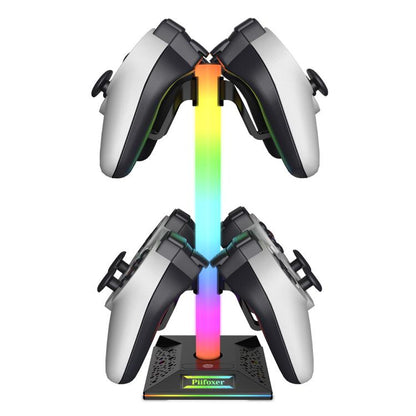 Piifoxer RGB Luminous Headphone Stand Handle Display Stand Charging Expansion Port, Specification: USB 2.0+Type-C(Pink) - Holder by Piifoxer | Online Shopping UK | buy2fix