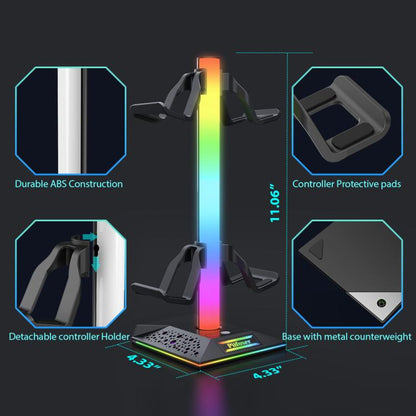 Piifoxer RGB Luminous Headphone Stand Handle Display Stand Charging Expansion Port, Specification: USB 2.0+Type-C(Pink) - Holder by Piifoxer | Online Shopping UK | buy2fix