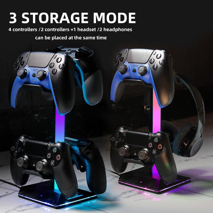 Piifoxer RGB Luminous Headphone Stand Handle Display Stand Charging Expansion Port, Specification: USB 2.0+Type-C(Pink) - Holder by Piifoxer | Online Shopping UK | buy2fix