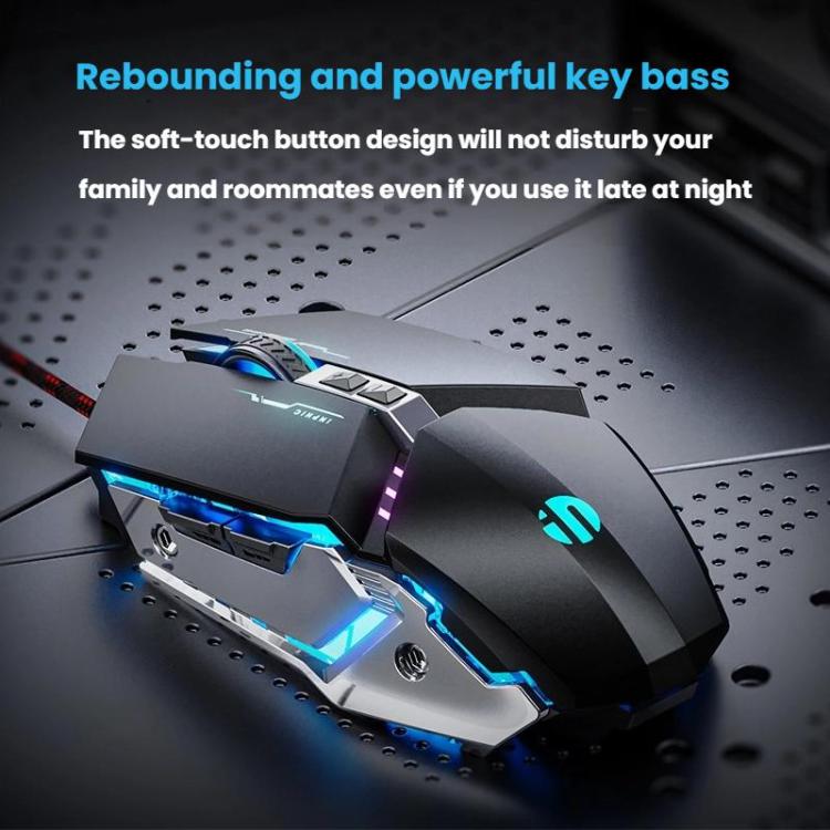Inphic W-02 USB Wired Mouse Gaming Macro-Programmable Illuminated Computer Mice(Gray) - Wired Mice by Inphic | Online Shopping UK | buy2fix