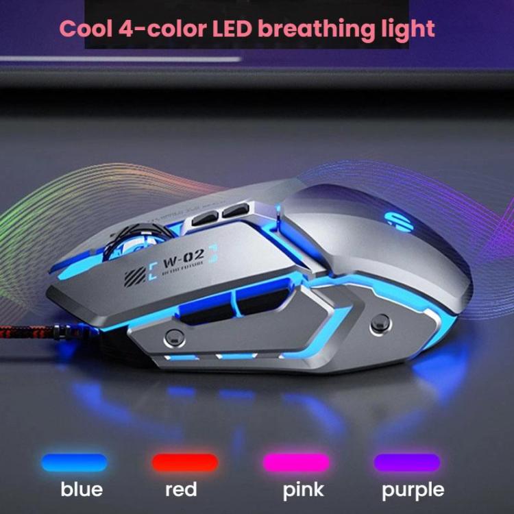 Inphic W-02 USB Wired Mouse Gaming Macro-Programmable Illuminated Computer Mice(Gray) - Wired Mice by Inphic | Online Shopping UK | buy2fix