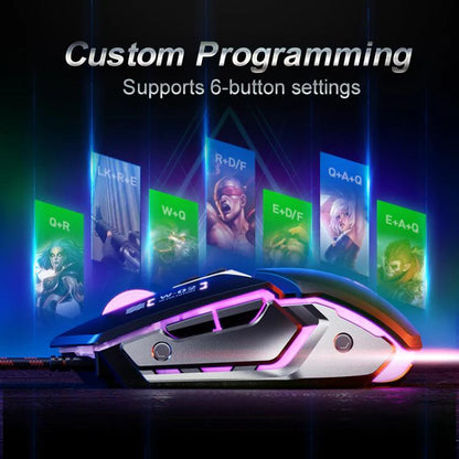 Inphic W-02 USB Wired Mouse Gaming Macro-Programmable Illuminated Computer Mice(Gray) - Wired Mice by Inphic | Online Shopping UK | buy2fix