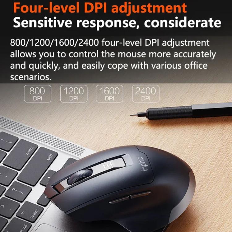 Inphic M9 2.4G Wireless Mouse Business Office Home Ergonomic Mute Computer Mice(Dark Gray) - Wireless Mice by Inphic | Online Shopping UK | buy2fix