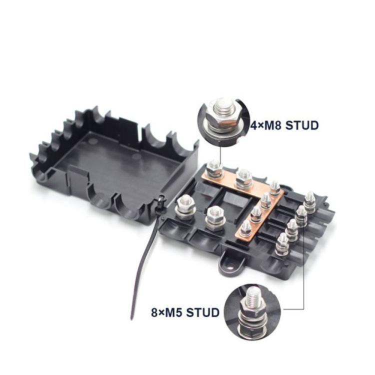 6-Way Automotive Fuse Block Box, 2-500A 32V DC, with 2 Input and 4 Output Terminals Black - Fuse by buy2fix | Online Shopping UK | buy2fix