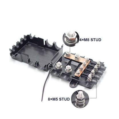 6-Way Automotive Fuse Block Box, 2-500A 32V DC, with 2 Input and 4 Output Terminals Black - Fuse by buy2fix | Online Shopping UK | buy2fix