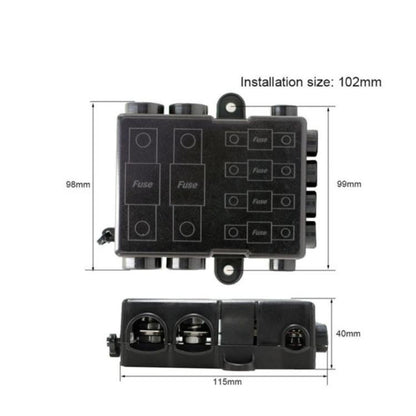 6-Way Automotive Fuse Block Box, 2-500A 32V DC, with 2 Input and 4 Output Terminals Black - Fuse by buy2fix | Online Shopping UK | buy2fix