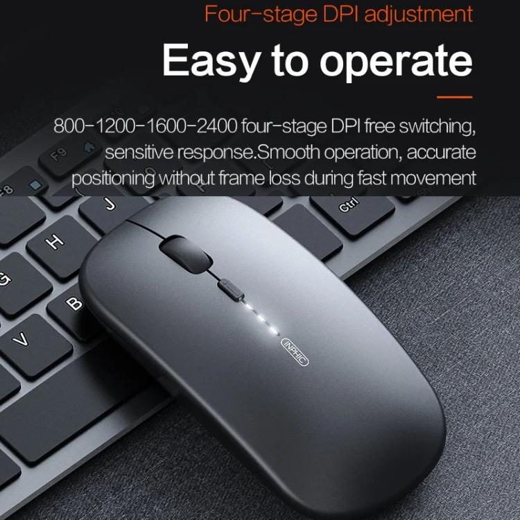 Inphic M1 PRO Wireless Bluetooth Tri-mode Rechargeable Mute Mouse With Battery Level Display(Black) - Wireless Mice by Inphic | Online Shopping UK | buy2fix